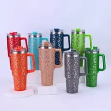 Garrafa Térmica estampa Onça Animal Print 1200ml Aço Inox Tampa Canudo metal