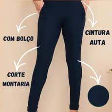 Calça Feminina Montaria Cintura Auta com Bolço Gorgurão