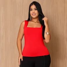 Blusa Regata Decote Quadrado Básica Feminina Alça Grossa Top Premium