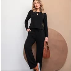 CONJUNTO BLUSA MANGA LONGA E CALÇA ESTILO PANTALONA