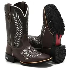 BOTA BOTINA TEXANA COUNTRY BORDADO A LASER BICO QUADRADO - 40