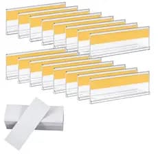 Kit 100 / 200 Porta Etiqueta de Gondola para Preço 10x4cm Transparente com Fita Adesiva Autocolante