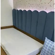 Cabeceira de Cama Box Solteiro - Kit 5  Box Solteiro Placa Nuvem Dupla Face -45x20