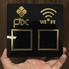 Placa Display Pix Mesa Balcão Wi-Fi QR Code