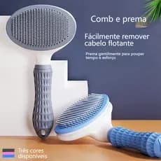 Escova Automática para Pelos de Animais  Pente com Botão de Liberação para Gatos e Cães