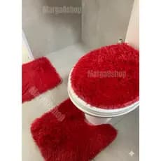 Tapete Kit Para Banheiro 3 Peças Peludo Pelúcia Antiderrapante Felpudos Macio Confortável Sanitário
