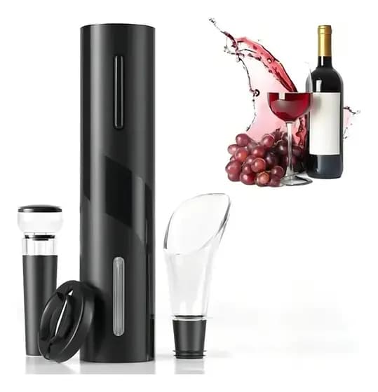 Abridor Vinho Elétrico usb Automático 4 em 1 Saca Rolhas Cortador Lacre Bomba Vácuo Promoção barato