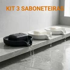 Kit 3 Saboneteiras Modernas Anti Umidade Secagem Rápida Dreno Inteligente Banheiro Cozinha
