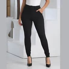 Calça Feminina Skinny Com Cinto Crepe Ajuste Perfeito Cintura Alta Confortável Moda Casual Trabalho
