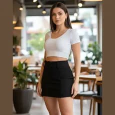 Shorts Saia Feminino Crepe Cinto Elastano Bermuda Cintura Alta Elegância Casual