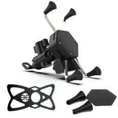 Suporte De Celular Para Moto Com Carregador USB e Fixação Segura no Retrovisor com Elástico