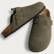 Sandálias Femininas Mules Sola Completa Palmilha De Cortiça Com Suporte De Arco Slides De Praia Ao Ar Livre
