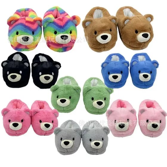 Chinelos de urso Polar transfronteiriços chinelos de pelúcia urso outono inverno interior sapatos de algodão quente.