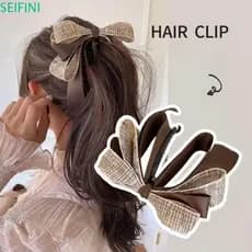 Clipe De Banana De Pano SEIFINI , Vertical De Laço De Estilo Coreano , Grampo De Cabelo Com Para Cocar