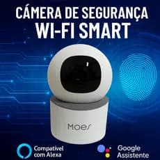 Câmera de Segurança Wi-Fi Smart 3MP com Giro 360°, Áudio, Visão Noturna e Integração Alexa Tuya Google