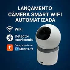Câmera de Segurança 3MP Wi-Fi Inteligente com Controle por Voz Alexa e Google, Áudio e Noturna