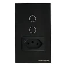 Interruptor Inteligente C/tomada 2 Botões Zigbee Touch Alexa