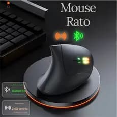 Mouse Rato Vertical Ergonômico Sem Fio Usb Portátil Modelo Cor Preta e Bluetooth