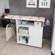 Tabua De Passar Roupa Com Organizador E Prateleira De Mesa 1 Porta Suporte Cabideiro - Várias Cores