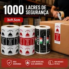 Lacre de Segurança Delivery Antiviolação 3x9,5cm Kit 1000 Etiquetas Adesivas para Embalagens e iFood