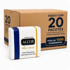 Guardanapo De Mesa Alcor 30x30cm Fardo 1000 Unidades 20 Pacotes C/ 50un Papel 100% Celulose Grande Alta Absorção Atacado