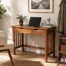 Escrivaninha Gradeada Vintage Madeira Home Office Com Gaveta Mesa Gamer Escritório Industrial Robusta