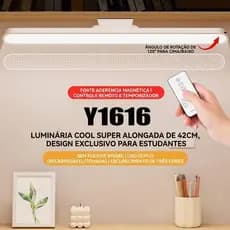 Luminária Magnética LED Recarregável Tipo-C 42cm Proteção Olhos com Controle Remoto