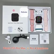 T55 Pro Max Smart Watch Com 4 Earbuds Set Hot-sale 2 Alças Bluetooth Chamada