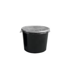 Pote de Papel 500ml Preto com Tampa de Plastico Redondo para Alimentos Sorvete Açai 50 Unidades