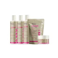 Kit Cachos Shampoo Gelatina Cond Máscara e Refil Apice