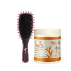 Kit Definição de Cachos Fitagem Gringa com Escova e Creme Pentear Nutri Waves 500g Anti Frizz Apice