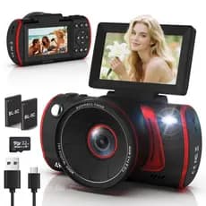 Camera Fotografica Digital 64 megapixels 4K Selfie Zoom 18X Com Tela Flip De 180 Vlog Com Cartão Sd 32gb