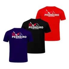 Kit 3 Camisetas Pedreiro Trabalho Uniforme Camisa Masculina Profissional Algodão Obra Serviço Dia a Dia Oferta