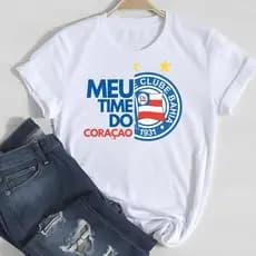 Camiseta do Bahia Feminina Premium Camisa de Time Brasileiro Confortável Blusinha Básica de Mulher Bahea Tricolor Baiano
