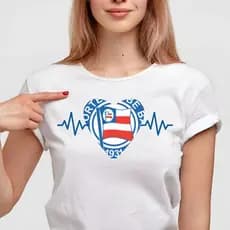 Camiseta Feminina do Bahia Confortável Camisa Básica Bahea Blusinha de Mulher Tricolor Baiano Time Brasileiro Esportivo