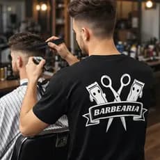 Camiseta Masculino Barbeiro Uniforme Barbearia Camisa Premium Salão Trabalho Cabelereiro Maquina