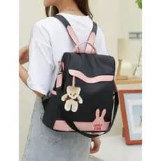 Mochila de nylon casual Feminina / à prova d'água / mochila escolar com chaveiro