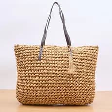 Bolsa De Palha Mulheres Bolsa Boemia Sacos De Praia Artesanal De Vime Verão Tote Sacos De Ombro Rattan