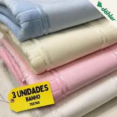 Kit 3 Toalhas de Banho Artesanalle BORDAR NA MAQUINA OU PINTURA Dohler 70x140c