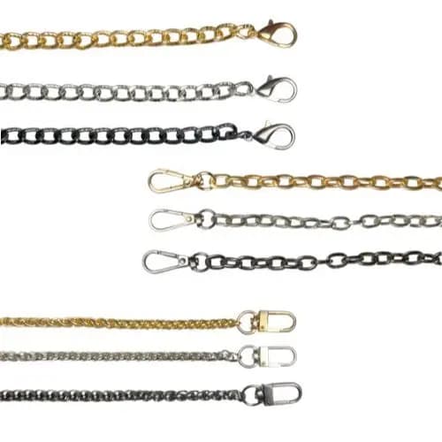 Corrente Alça para Bolsa 1,20m com Fecho Mosquetão Fial – Pronta p/ Uso (9 Modelos) Metalica