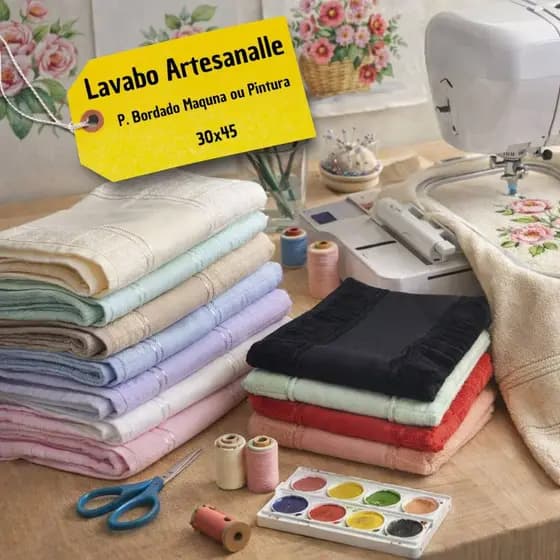 Kit 3/6/9 Toalhas Lavabo Artesanalle Dohler P/ Bordado na Maquina ou Pintura 30x45