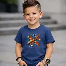 Camiseta Infantil Masculina Menino 100% Algodão Verão Avião Lego Juvenil Casual Basica Boho Vintage