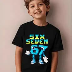 Camiseta Infantil Menino Moda Tendencia Viral Música Six Seven 100% Algodão Lançamento Modinha Linda