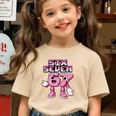 Camiseta Blusa Infantil Feminina Menina Modinha Música Six Seven 100% Algodão Tendencia Lançamento