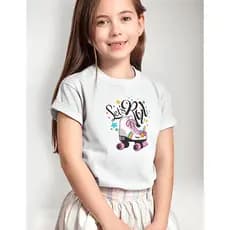 Camiseta Blusa Infantil Juvenil Patins Luna Tendencia 2 A 16 Lets Roll Estrelas Algodão Basica Moda