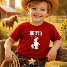 Camiseta Infantil Masculina 100% Algodão Moda Country Bruto em DTF Confortável Estampada Cavalo