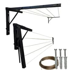 Varal Reforçado Retrátil Para Parede Ou Muro 50x30x28 Cm Preto