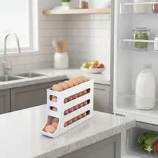 Porta Ovos 4 Andares com Sistema Rolante Automático – Branco