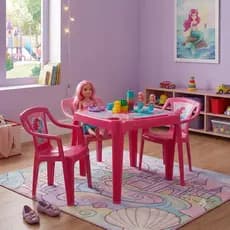 Mesa Infantil Rosa Sereia Menina - Design Prático com Porta Copos Quarto Brinquedoteca Escola