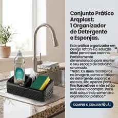 Porta Detergente Esponja e Sabão Rattan Preto - Design Sofisticado e Base Antiderrapante